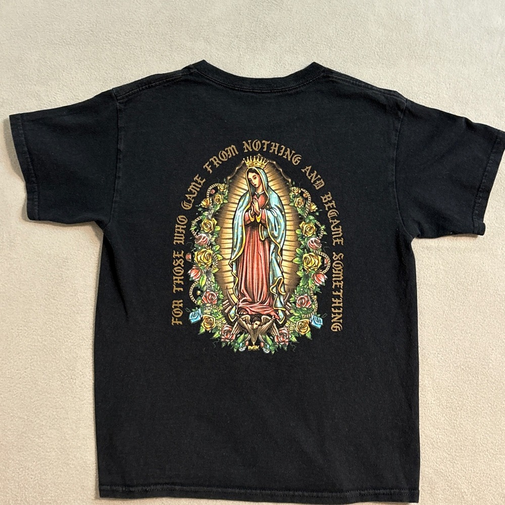 Retro DGK Graphic T-Shirt Rose and Virgin Mary Black Men's Streetwear Skate